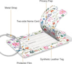 Fintie Luggage Tags, Privacy Cover ID Label with Stainless Steel Loop and Address Card for Travel Bag Suitcase, Polychrome Blooms (2 Piece)