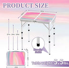 Yriuat Folding Camping Table 2ft Portable Pinic Table Adjustable Height Small Card Table Aluminum Foldable Lightweight with Carry Handle for Outdoor Indoor Hiking Camp BBQ Beach (Blush Haze)
