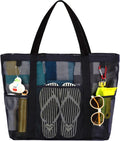 Fammart Mesh Beach Bag with Zipper, Large Beach Tote for Women, Toys Pool Swim Bag Travel Vacation Cruise Essentials