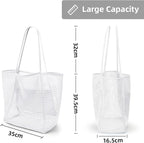 KALIDI Beach Nylon Mesh Tote Bag, Casual Tote Bag Hobo Women Foldable MAX 23L Shoulder Bag For Beach Picnic Vacation