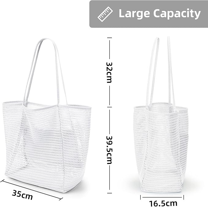 KALIDI Beach Nylon Mesh Tote Bag, Casual Tote Bag Hobo Women Foldable MAX 23L Shoulder Bag For Beach Picnic Vacation