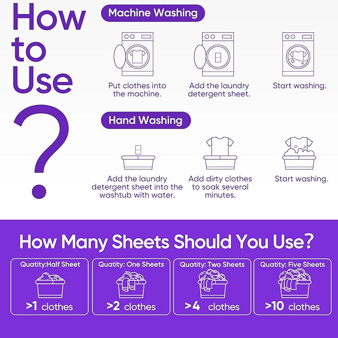 Travel Laundry Detergent Sheets Fisroa 120 Loads Eco-friendly Washing Detergent Sheets Plastic-Free Lavender Liquidless Laundry Strips for Camping Dorm