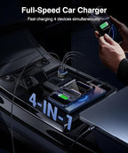 [2026 Updated 4-in-1] USB-C Car Charger, 4-Port 90W Super Fast Charging Cigarette Lighter Adapter, USB-C & USB-A PD/QC Multiport for iPhone 17/16/15, iPad, MacBook,Samsung Galaxy, and Android Devices