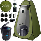 Outsmart Gadgets Outdoor Portable Toilet Set for Adults with Camping Night Lantern, Folding XL Toilet, Pop Up Privacy Tent and Carry Bags, Multipurpose Potty, Washable and Foldable for RV Travel