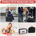 Wogarl 4PCS Weekender Bags for Women Large Overnight Weekend Travel Duffel Carry on Shoulder with Shoe Compartment Canvas Toiletry Bag for Travel Business Gym