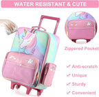VASCHY Kids Luggage for Girls, Cute Rolling Travel Carry on Suitcase for Toddlers/Children with Wheels 18inch Unicorn