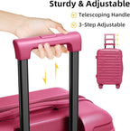 6 Piece Luggage Sets with Bags, Lightweight Expandable Checked Luggage Sets, Hardshell ABS Spinner Wheels Carry on Suitcase with TSA Lock, for Travel, Women Men (Rose Red, 18/20/24/28inch+2bags)