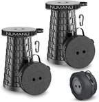 NUMANU 2PK 2026 Upgraded Collapsible Stool, Max 620lbs, 18" H Adjustable Portable Folding Stool for Adults, Retractable Foldable Telescopic Seat Camping Chair or Footrest