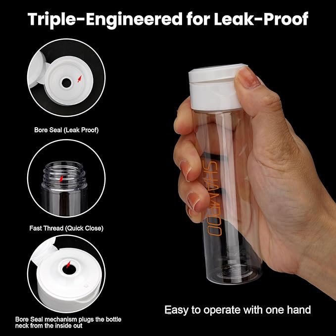 Cosywell Travel Bottles for Toiletries 5 Pack 3.4oz Pre-Printed Travel Size Containers TSA Approved Toiletry Bottles Wide Mouth Leak Proof Squeeze Bottle for Lotion Toothpaste(Clear)
