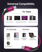 USB C Cable [2Pack 10FT], USB C to USB C Cable for Car Durable Braided iPhone USB Type C Cable Fast Charging 60W USBC to USBC Cord for iPhone 17/16/15/Pro Max, Samsung Galaxy S23 and More-Rose Red