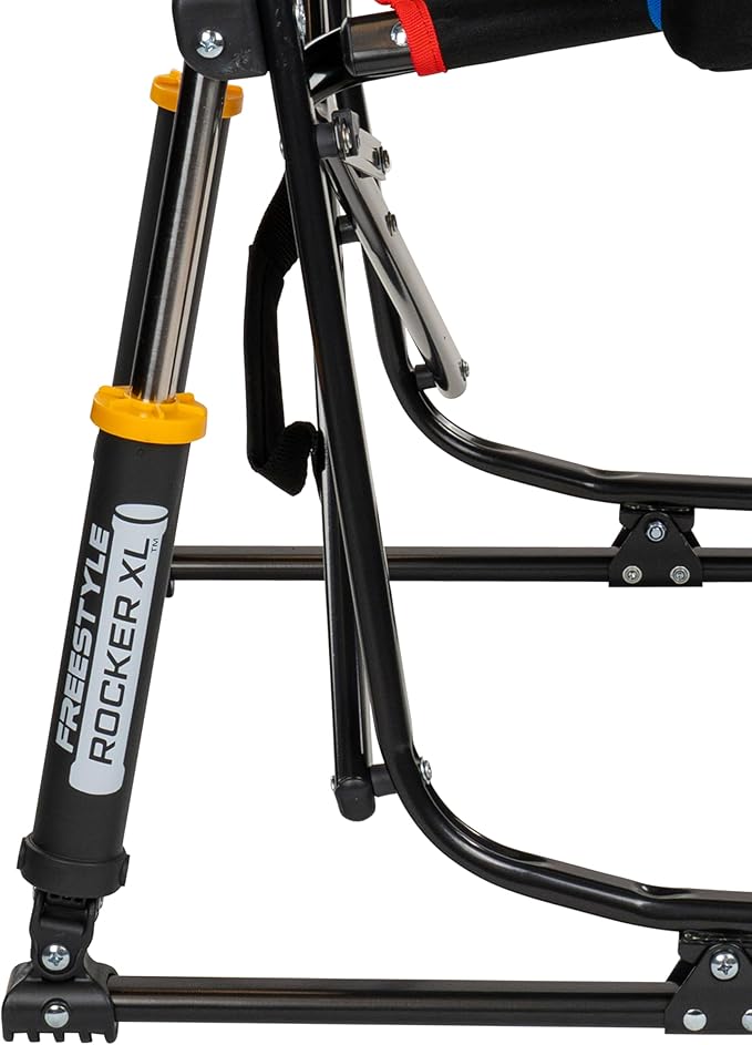 GCI Outdoor NASCAR Freestyle XL Rocker Camping & Sideline Sports Chair | Portable Folding Rocking Chair with Durable Armrests & Drink Holder | Great for Big and Tall, Black