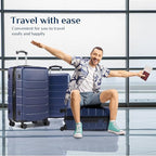OLIXIS 3-Piece Luggage Set, Carry On Suitcases with Spinner Wheels, Expandable Travel Luggage with TSA Approved Lock & ABS Hard Shell, Blue, 20/24/28 Inch