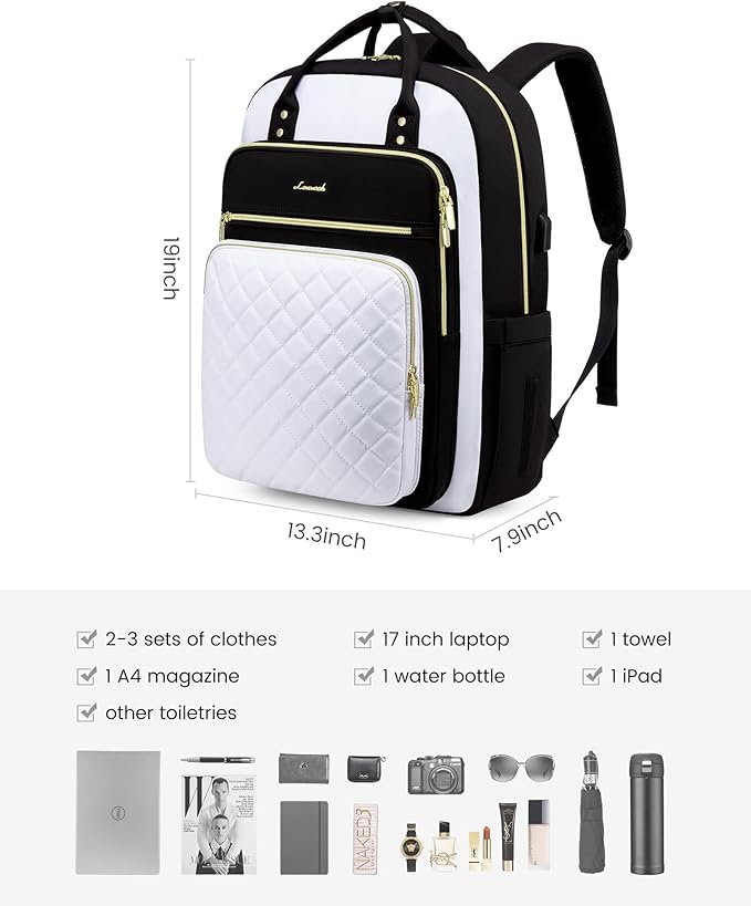 LOVEVOOK Laptop Backpack for Women, Fashion Backpack Purse for Travel with USB Port, Lightweight Casual Daypacks Nurse Teacher Computer Bag for College Work Business, Fit 17" Laptop
