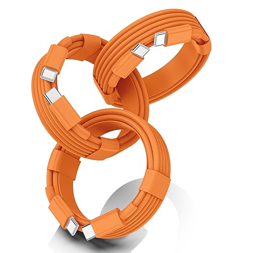 FEEL2NICE for iPhone 17 Pro Max Orange USB C to USB C Cable, 3-Pack 6FT 60W Fast Charging Type-C to Type-C Cords Compatible with iPhone 17/16 Pro/Pro Max, iPad Pro/Air, MacBook Air/Pro, iPhone 17 Air