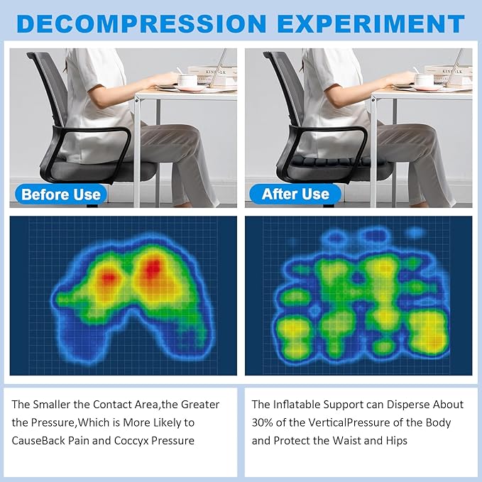 Travel Seat Cushion, Airplane Seat Cushion for Long Flights, Easy to Carry, 3D Inflatable Cushion for Wheelchair, Travel,Driving,Office Work