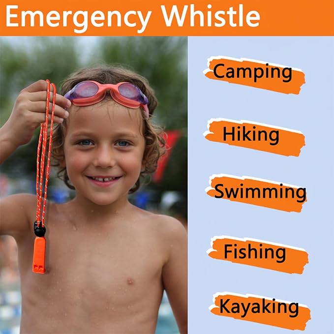 Amzonly Emergency Whistle, 120db Safety Whistle Survival Shrill Loud for Camping Hiking Hunting Boating Fishing Life Vest Jacket Rescue Signaling Kids Lifeguard 5 Pack