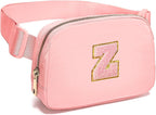 Gitus Customizable Belt Bag Fanny Pack for Girls Age 6-8 & 8-10 with Initial - Trendy Teen Girl Gift (Light Pink-Z)