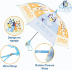 Bluey Umbrella for Toddlers and Kids, Waterproof and Bingo Canopy, Character Handle, Wrist Strap, 29 Inch