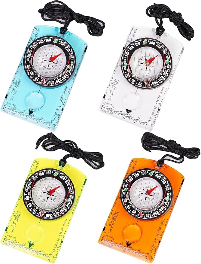 Multifunctional Waterproof Orienteering Compass Mini Portable Survival Compass for Map Reading, Hiking, Camping, Backpacking, Perfect Outdoor Scout Gifts for Kids, Orange