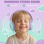 ADOOPE Wired Kids Headphones with USB C Plug, 85dB Safe Volume, Adjustable Headband, Tangle-Free Cord Headphones for School, Tablet, Travel (Lavender & Mint Green, Without Microphone)