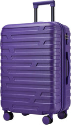 6 Piece Luggage Sets with Bags, Lightweight Expandable Checked Luggage Sets, Hardshell ABS Spinner Wheels Carry on Suitcase with TSA Lock, for Travel, Women Men (Purple, 18/20/24/28inch+2bags)
