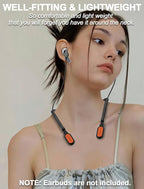 HALLJOY for Galaxy Buds 4/4 Pro/Buds 3/3 Pro Strap Neckband, Anti-Lost Accessories, Support Volume Control, Ergonomic Design, Fit Airpods Pro 3/2/1, Airpods 4, 3, 2, 1, Black Band/Orange Tip