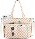 Bagstellar Corduroy Tote Bag for Women, 17 Pockets Laptop Work Tote Bag Lightweight Teacher Nurse Bible Bag for School Travel | with 40oz Cup Holder, Multi Compartment, Zipper Crossbody Bag, College Shoulder Bag, Daily Purse w/ Strap, Ideal Gift for Women