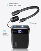 INIU Smallest 20000mAh Power Bank, 22.5W PD Fast Charging Portable Charger with Detachable Cable, Flight-Safe Battery Pack with LED Display for Travel Xiaomi iPhone 17 16 Samsung S26 Google iPad etc