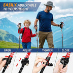 Lightweight Collapsible Trekking Poles for Hiking – 2 Pack Adjustable Hiking Poles, Aluminum Walking Sticks for Skiing, Nordic Walking, Retractable Walking Sticks for Seniors, Women, Men