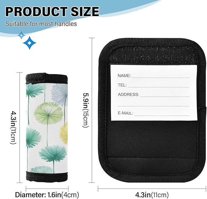 Watercolor Dandelion Luggage Handle Wrap for Suitcase Luggage Tags Handle Covers Identifiers Soft Decorations Travel Accessories 2 Pack