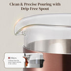 Veken French Press Coffee Maker 21oz 0.6 L, Single Serve Small Pot, Heat Resistant Thickened Borosilicate Glass, Stainless Steel Brewer, Cold Brew Cafetera Teapot for Kitchen Travel Camping, Copper