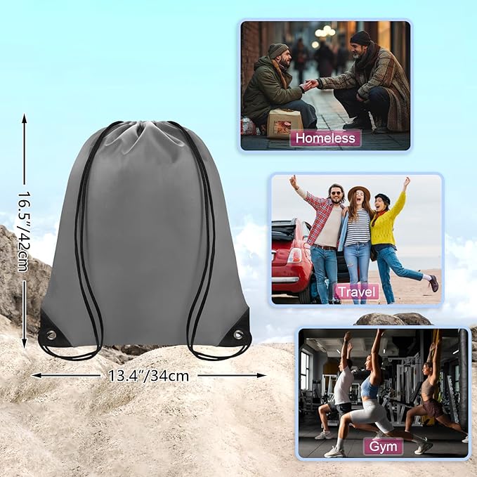 Grneric Drawstring Bags 42 Pcs Drawstring Backpack Bulk String Backpack Cinch Bag Sackpack for Men Women Gym (Gray)