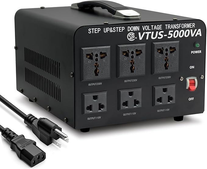 Cantonape 5000 Watt Voltage Converter Transformer - Heavy Duty Step Up/Down Convert from 110-120 Volt to 220-240 Volt and from 220-240 Volt to 110-120 Volt - Circuit Breaker Protection