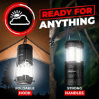 GearLight Camping Lantern - 2 Portable LED Battery Powered Lantern with Magnetic Base and Foldable Hook for Emergency Use or Campsites, Essential Hurricane Survival Kit with Batteries - Black
