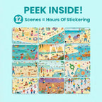 Beach Day 500+ Kids Sticker Book by Cupkin Fun Toddler Travel Activity Coloring and Sticker Book, Road Trip Essentials, 12 Coloring Pages 12 Side by Side Scenes for Ages 2–8 Years