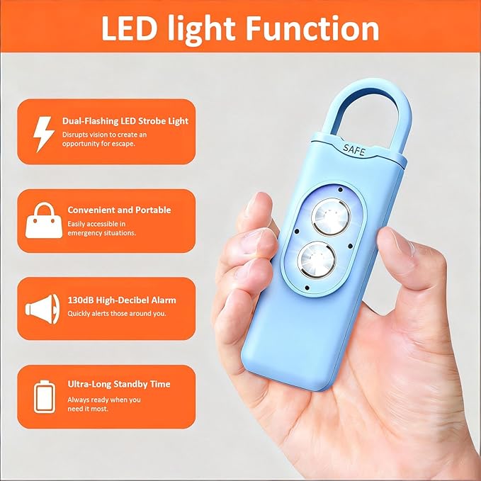 Halo-Siren Keychain, HaloSiren Personal Safety Alarm - 130db Loud Alarm Keychain with LED Strobe Light, Compact Emergency Siren (Double Flashing Lights - Green + Copper Ring)