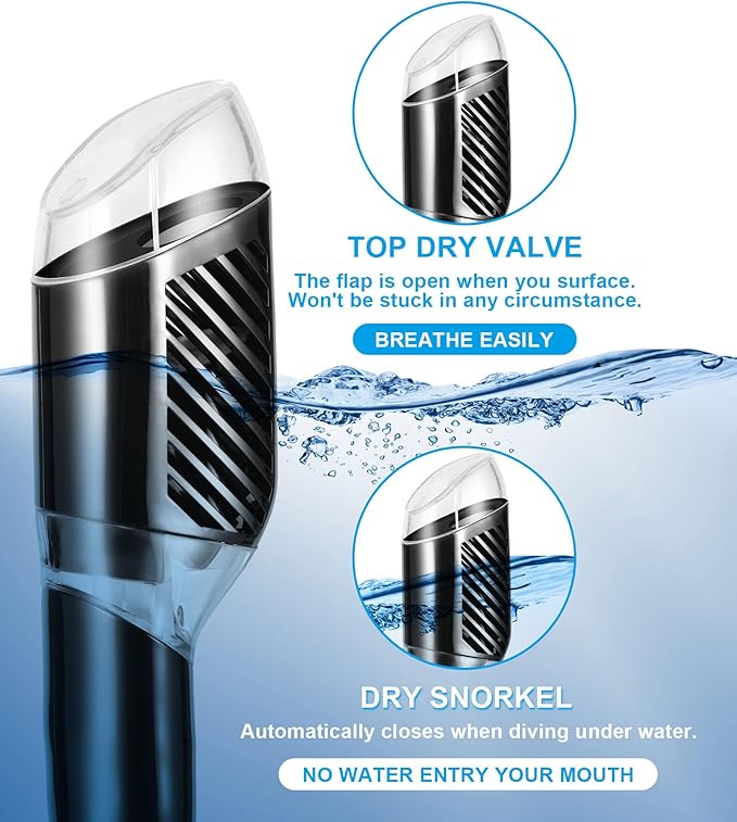 Aegend Snorkeling Gear for Adults Youth Kids, Snorkel Mask with Top Dry Valve - Panoramic View Anti-Leak and Anti-Fog with Mesh Bag for Snorkeling, Scuba Diving, Freediving & Swimming