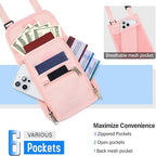 Hanke Passport Holder, Travel Wallet for Womens and Men, Neck Wallet Hidden Passport Pouch for Travel Adjustable Lightweight Thin with 6 compartments (Pink)