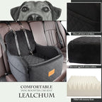 Lealchum Dog Booster Car Seat for Small/Medium Dogs Up to 35lbs,Elevated Cushion Fits in Front/Back Seat,Fully Detachable and Washable,2 Storage Pockets & Dog Leashes,Easy to Install(Black,Medium)