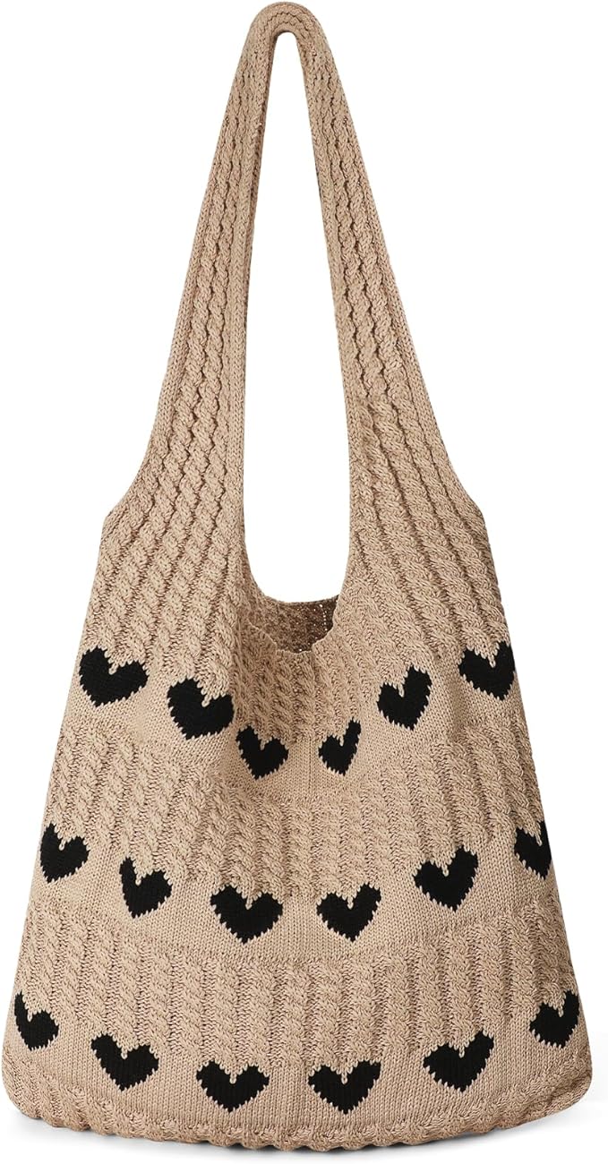 Pleneal Crochet Tote Bag, Mesh Beach Bag, Knitted Shoulder Beach Bags for Women Vacation Aesthetic Hobo Tote Bags
