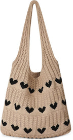 Pleneal Crochet Tote Bag, Mesh Beach Bag, Knitted Shoulder Beach Bags for Women Vacation Aesthetic Hobo Tote Bags