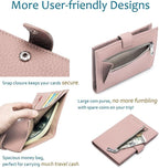Leather RFID Slim Passport Holder for Travel Women – Passport Wallet for Men with Passport Cover & 3 Card Slots, Zippered Coin Pocket, Cash Holder – Travel Organizer Mother's Day Gift (Pink)