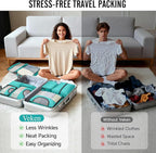 Veken 10 Set Packing Cubes for Kids & Toddler, Airplane Travel Essentials, Beach Vacation & Road Trip Suitcase Organizer Bags Set for Luggage, with Hanging Toiletry & Shoe Bag