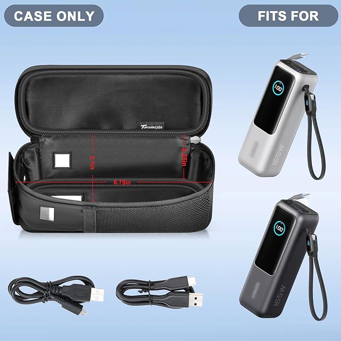 Case Compatible with Anker Laptop Power Bank 25,000mAh, Travel Carrying Holder for Portable Charger with Triple 100W USB-C Ports &Cables for Business Air Travel /Camping /Adventure Sports (Bag Only)