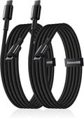 Baseus USB C Cable, 2-Pack 6.6ft 100W 5A Fast Charging USB C to USB C Cable, Zinc Alloy Nylon Braided USB Type C Charger Cable for iPhone 17 16 Pro/Plus/Pro Max, MacBook, iPad Pro/Mini, Galaxy S24/S23