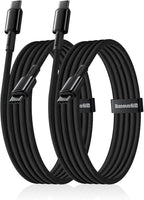 Baseus USB C Cable, 2-Pack 6.6ft 100W 5A Fast Charging USB C to USB C Cable, Zinc Alloy Nylon Braided USB Type C Charger Cable for iPhone 17 16 Pro/Plus/Pro Max, MacBook, iPad Pro/Mini, Galaxy S24/S23