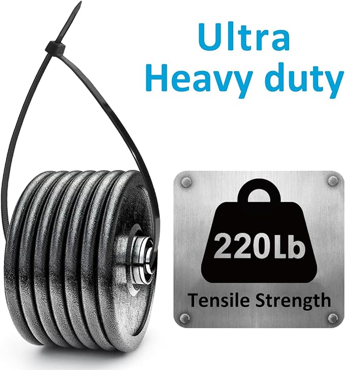 Large Zip Ties 18 inch, 50 Pack, Long Zip Ties Heavy Duty with 220 lb Tensile Strength, Big Cable Ties, Black, ANOSON