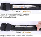 Travel Security Money Belt with Hidden Money Pocket - Cashsafe Anti-Theft Wallet Unisex Nickel free Nylon Belt by JASGOOD