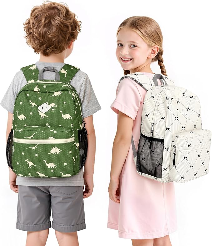 STEAMEDBUN Corduroy Kids Backpack for Girls Boys 3-8, Girls Backpack for Elementary Kindergarten - Bow