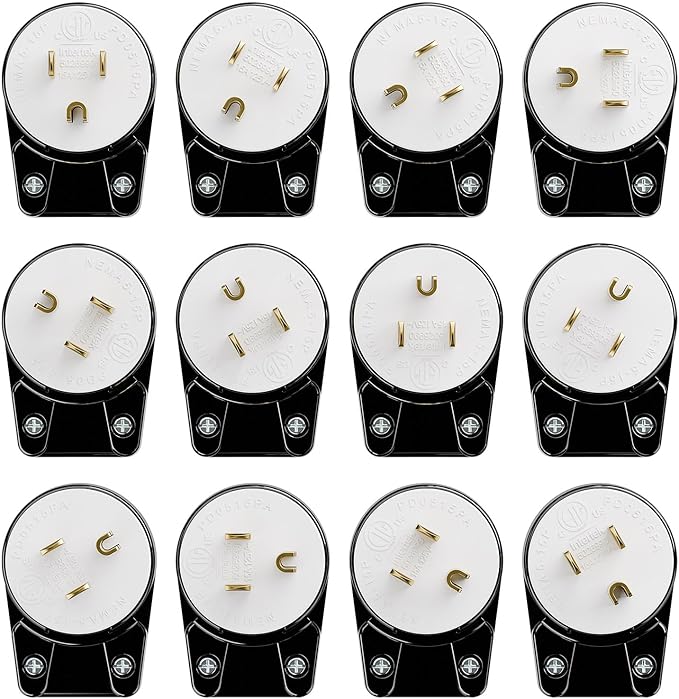 (2Pack) Nema 5-15P Plug, Plugrand 15A 125V Right Angle AC Plug, Nema 5-15P DIY 90 Degree Plugs, 3-Prong Rewirable Plugs, 3 Prong Household Right Angle AC Connector, ETL Verified